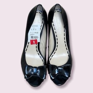 NWT-Enzo Angiolini- Black Platform Peep Toe Bow Heels- Size 8